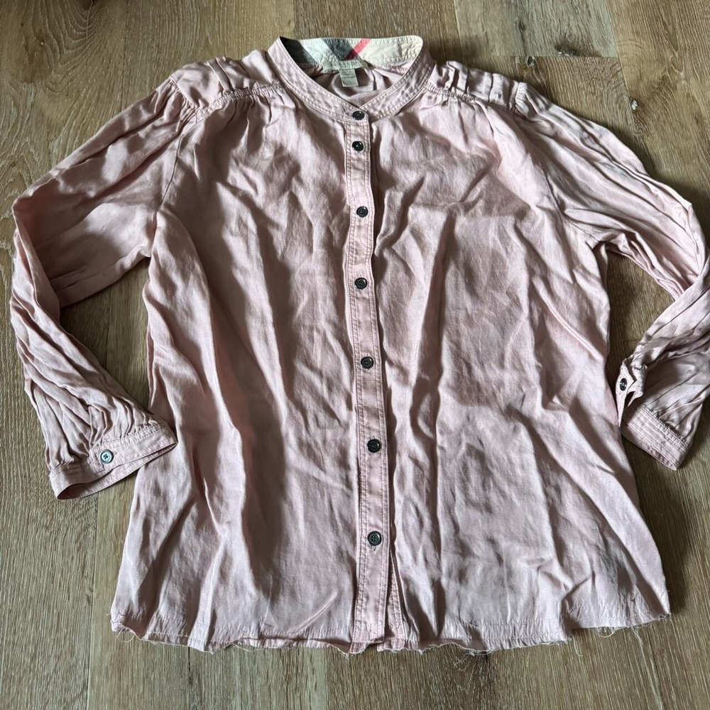 Burberry 100% Silk Button Down Pink Blouse size Large